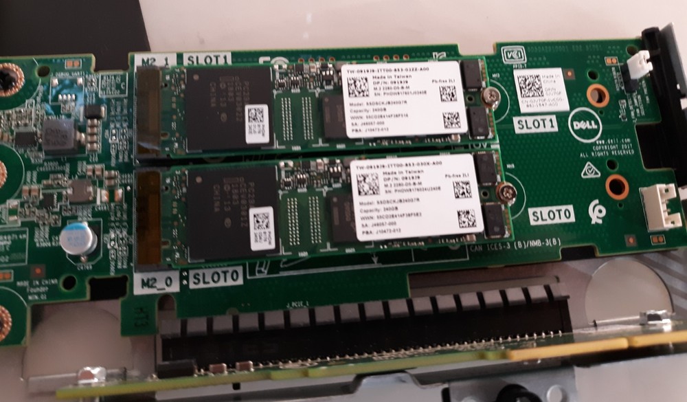 Dell Bundle 0JV70F Server Controller Card w/ 2x 240GB M.2 SSD + Riser + Cage