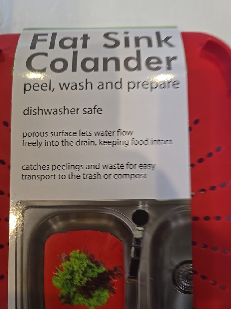 Handy Helpers Flat Kitchen Sink Colander/Drain Board in Red