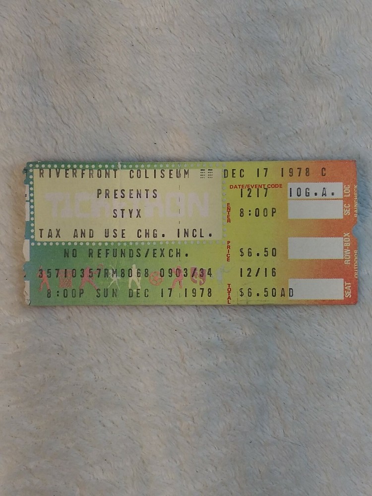 Styx Dec 17 1978 Cincinnati Ohio Ticket Stub Riverfront Coliseum