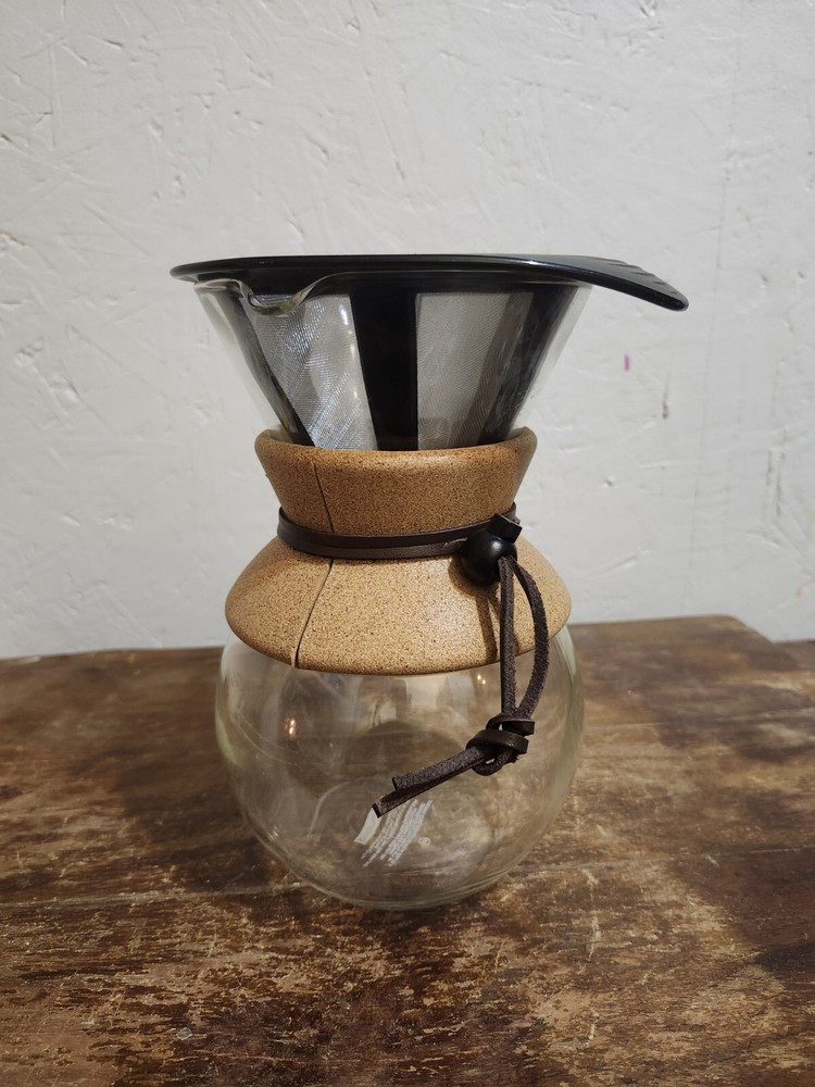 Bodum Pour Over Carafe Drip Coffee Maker #185 Cork Permanent Filter