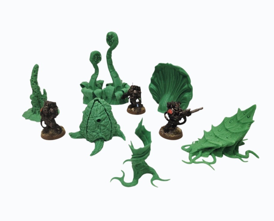 3D Printed Tabletop War Terrain Alien Plants Set D Perfect For 40K / Kill Team