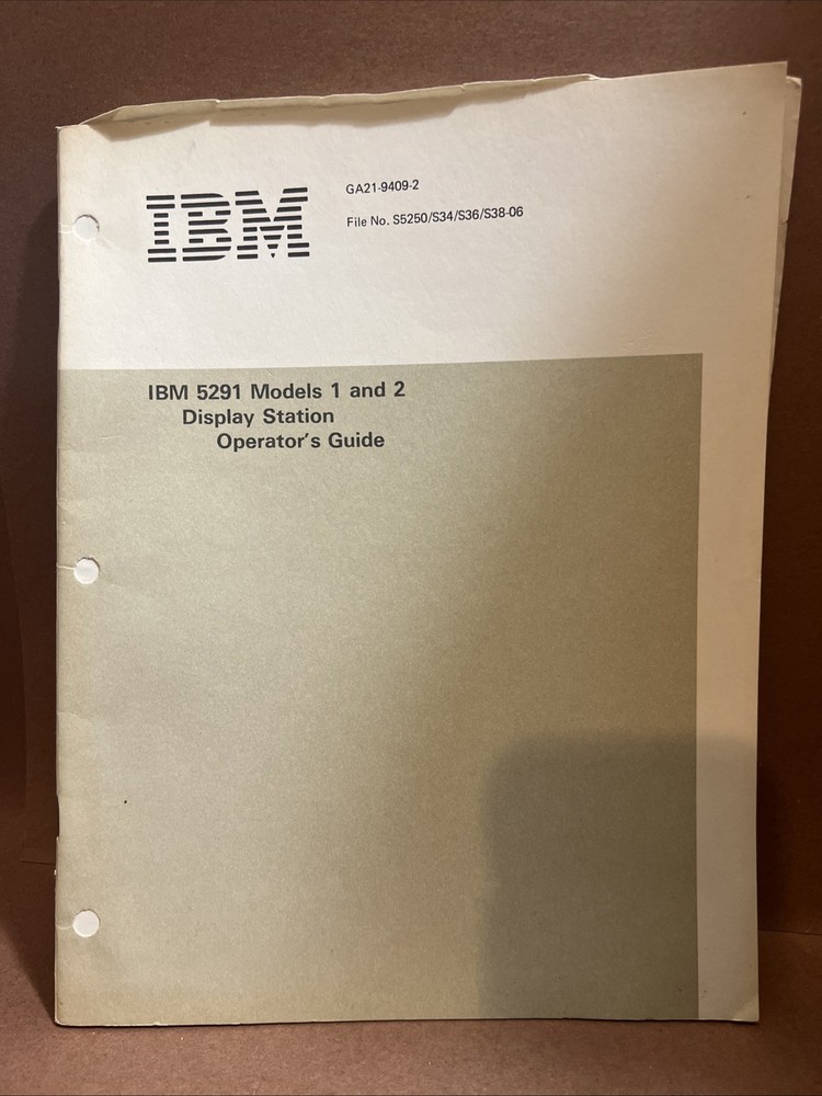 IBM 5291 Display Station Operator’s User’s Guide Manual Vintage Computer Library