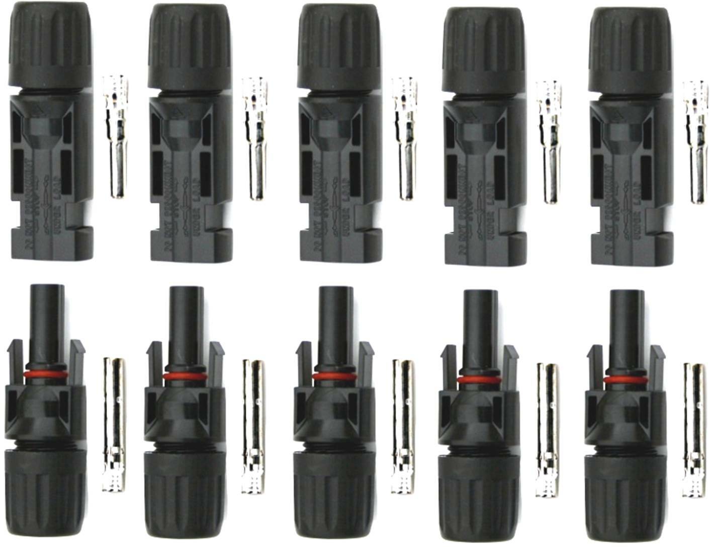 10 AWG and 12 Gauge Red Black Solar Cable Wire with 5 pairs Solar Connectors