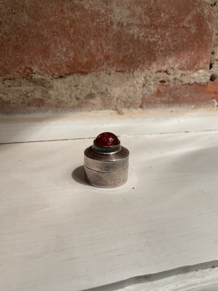 Small Baltic Sea Amber Sterling Silver Box