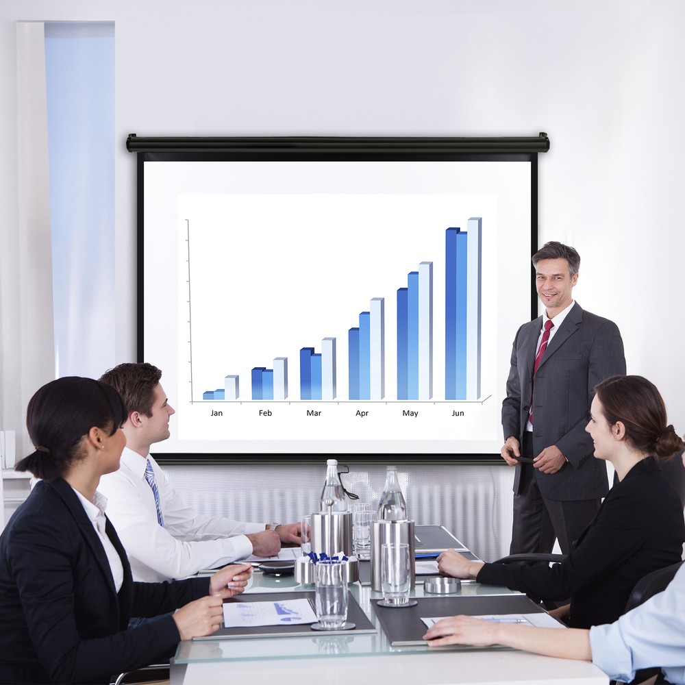 100" Projector Screen Manual Pull Down Projection Screen Theater 16:10 4K Black