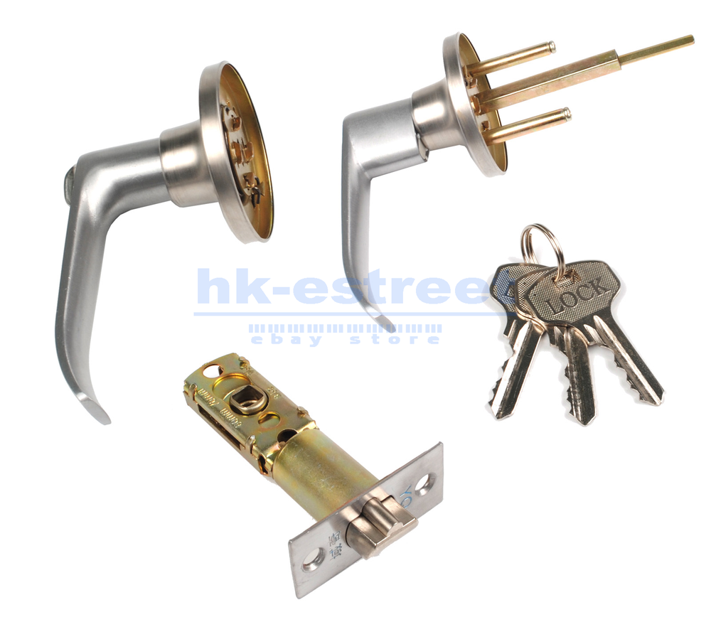 Entry Door Lever Lock Set Privacy Keyed Knobs Lockset Handle+2 Keys Satin Nickel