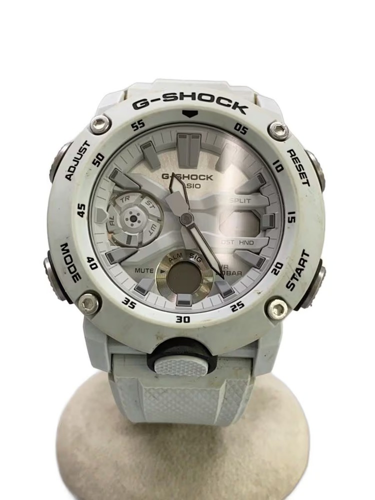 CASIO Watch Analog Rubber SLV WHT GA 2000