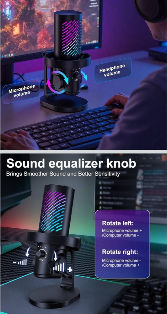 RGB Gaming Microphone | USB Plug & Play - Beginner Friendly