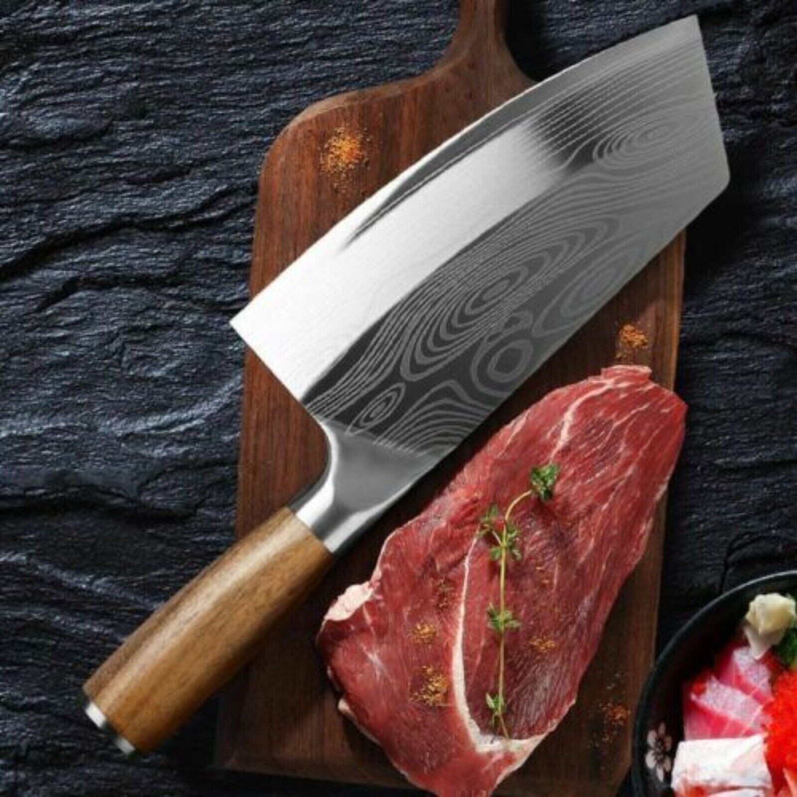 Stainless Steel Asian Kitchen Knife Butcher Chef Damascus Cleaver Chopping Meat