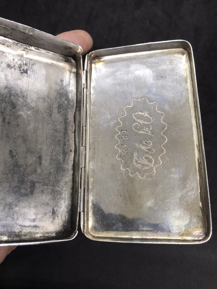 Antique 950 Solid SILVER French Cigarette Cigar Case Snuff Box Scrap 177.1 Grams