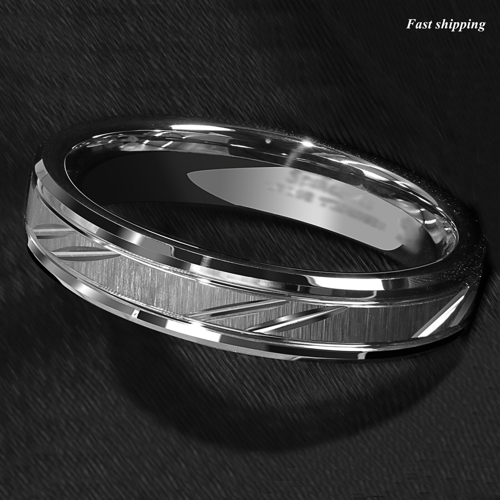 8/6mm Tungsten Carbide Ring Silver leaf New Brushed Style Bridal ATOP Jewelry