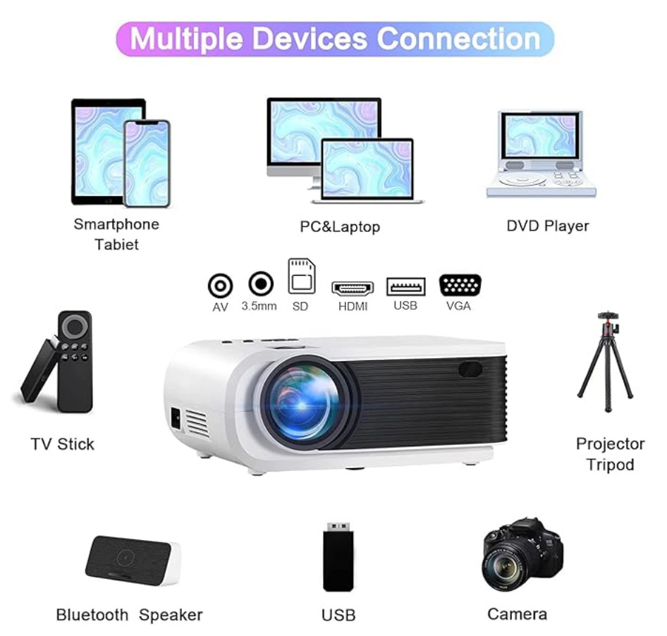 JIFAR HD Projector with WiFi and Bluetooth