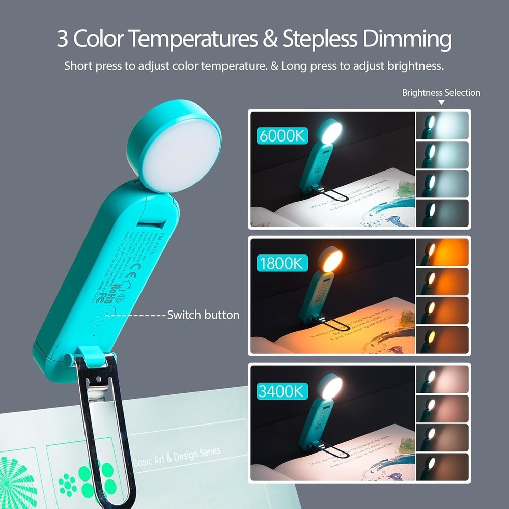 VAVOFO USB Rechargeable Book Light, Amber Blue Light Blocking