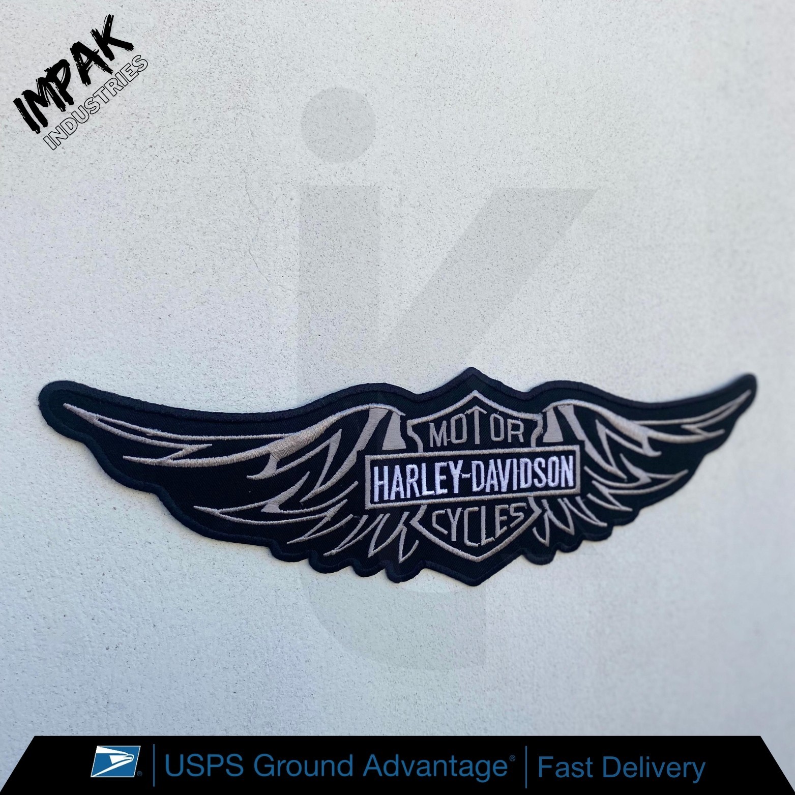 Harley Davidson Large Grey Eagle Wing Embroidered patch Sew Iron On Patch 15"