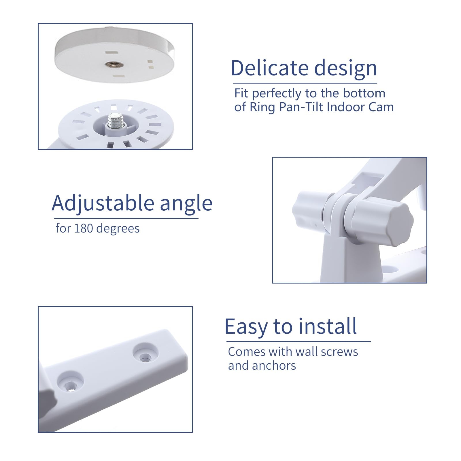 Wall Mount Only Compatible with Ring Pan-Tilt Indoor Cam (2024 White