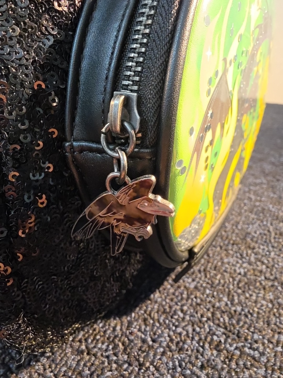 Loungefly Disney Villains Maleficent Dragon Sequin Snow Globe Mini Backpack