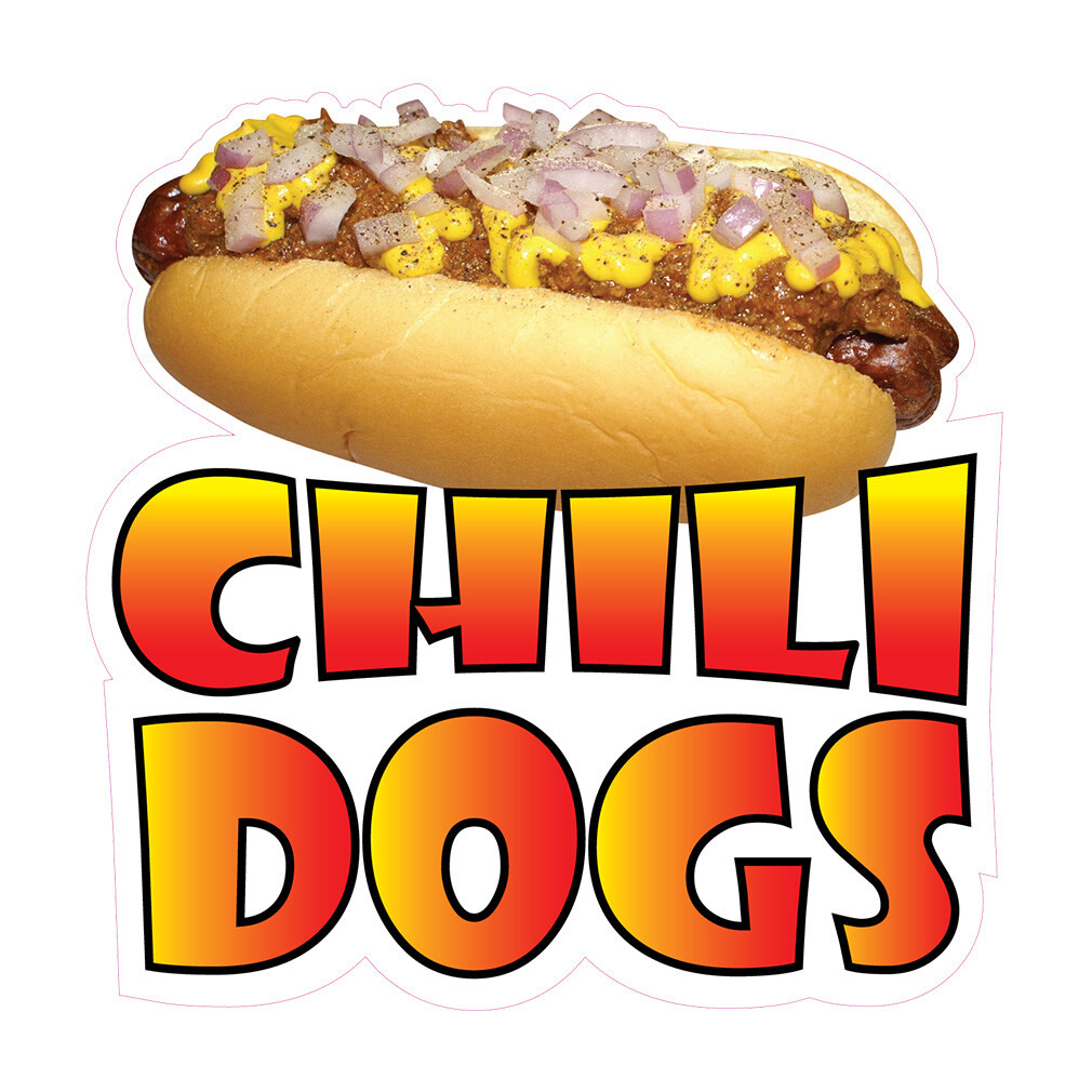Food Truck Decals Chili Dogs Style B Restaurant & Food Concession Sign Yellow