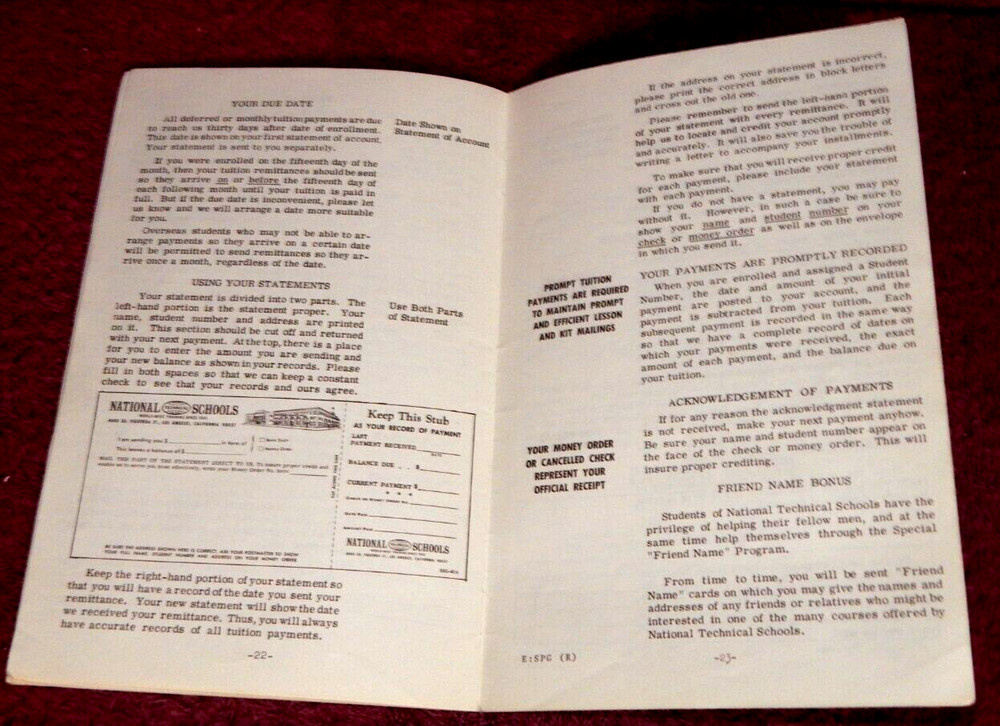 Vintage National Technical Schools Student Guide Book