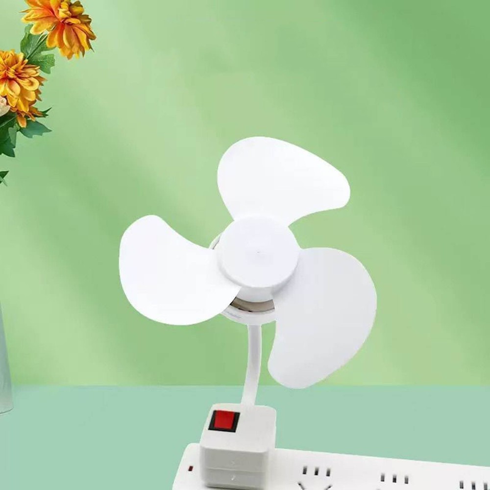 Socket Mini Mute Fan with Plug Adapter, Flexible Gooseneck Plug and Bulb Base