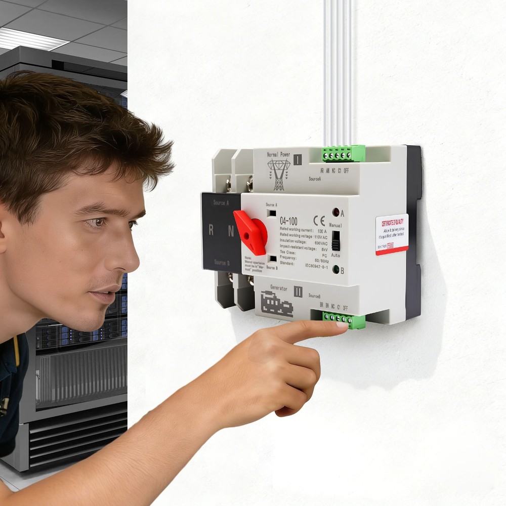 Automatic Transfer Switch 2P 100A Generator Changeover Switch Dual-Power NEW!