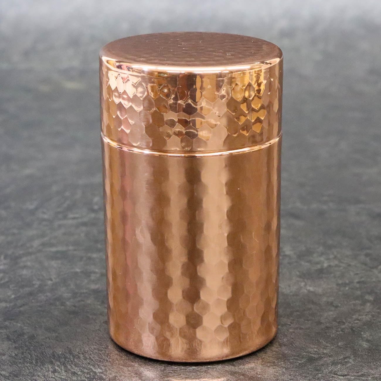 Asahi Pure Copper Tea Canister Hammered Finish Tsubame Certified
