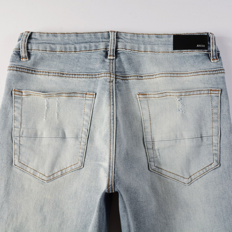 Men's Skinny Fit Stretch Denim Jeans, PU Patches, Distressed Rips & Wash Effect