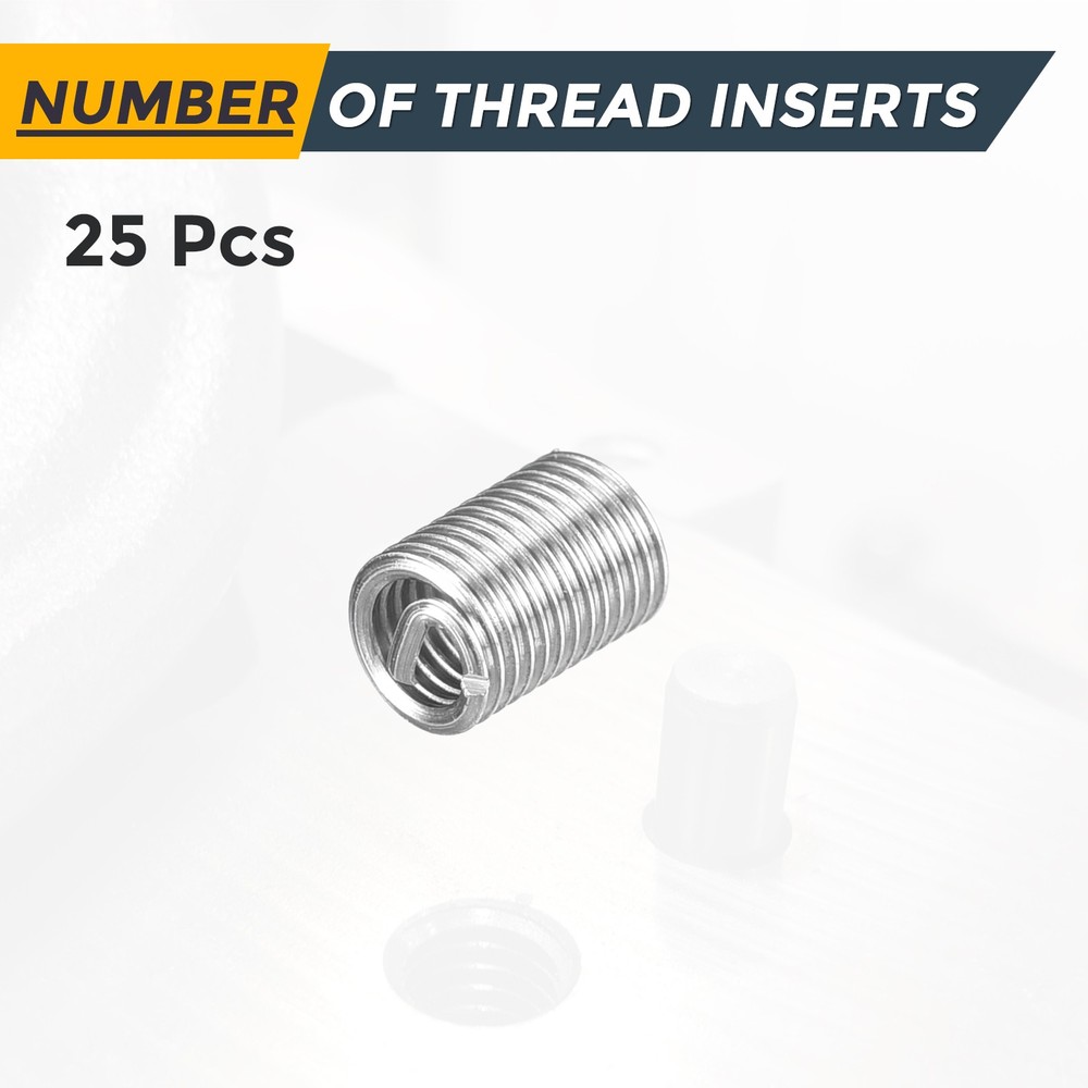 25pcs Wire Thread Inserts M2.5 x 0.45 x 3D Metric Helical Threaded Sleeve