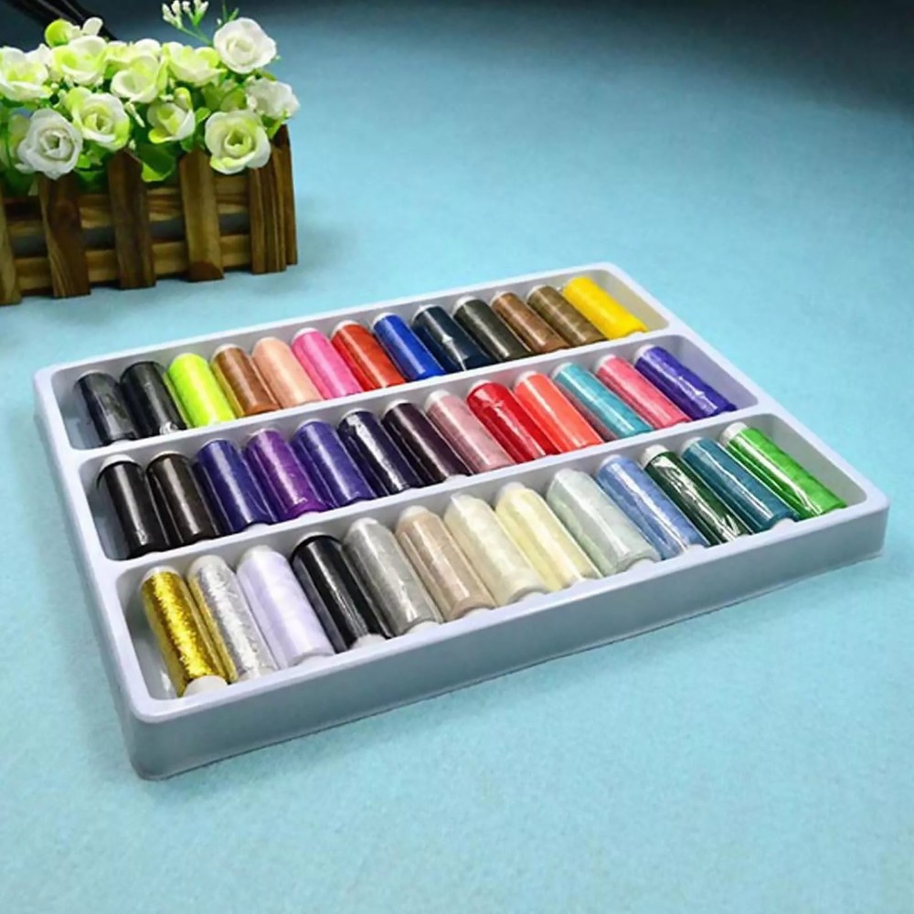 New 39Pcs Colored Sewing Thread Set Rainbow Colors Sewing Thread For DIY Sewing