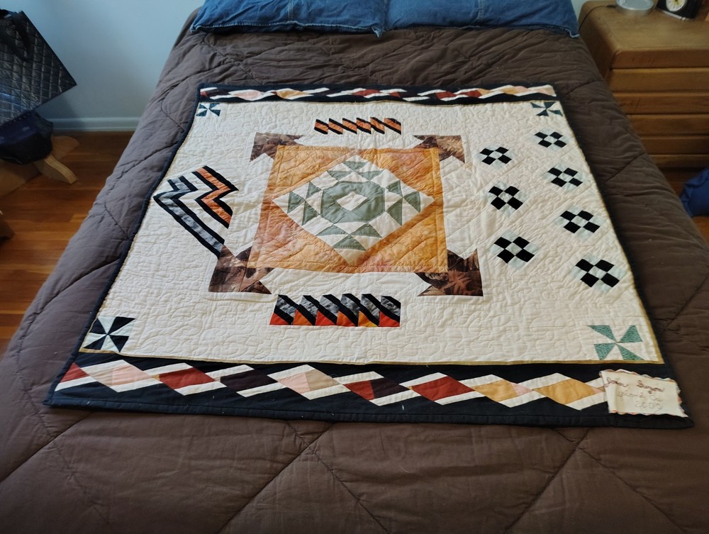 Quilt Handmade Handcrafted Reversible Small Brown