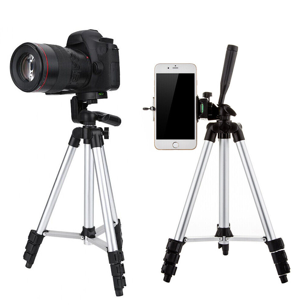 1P Professional Camera Tripod Stand + Phone Holder For Smartphone iPhone Samsung