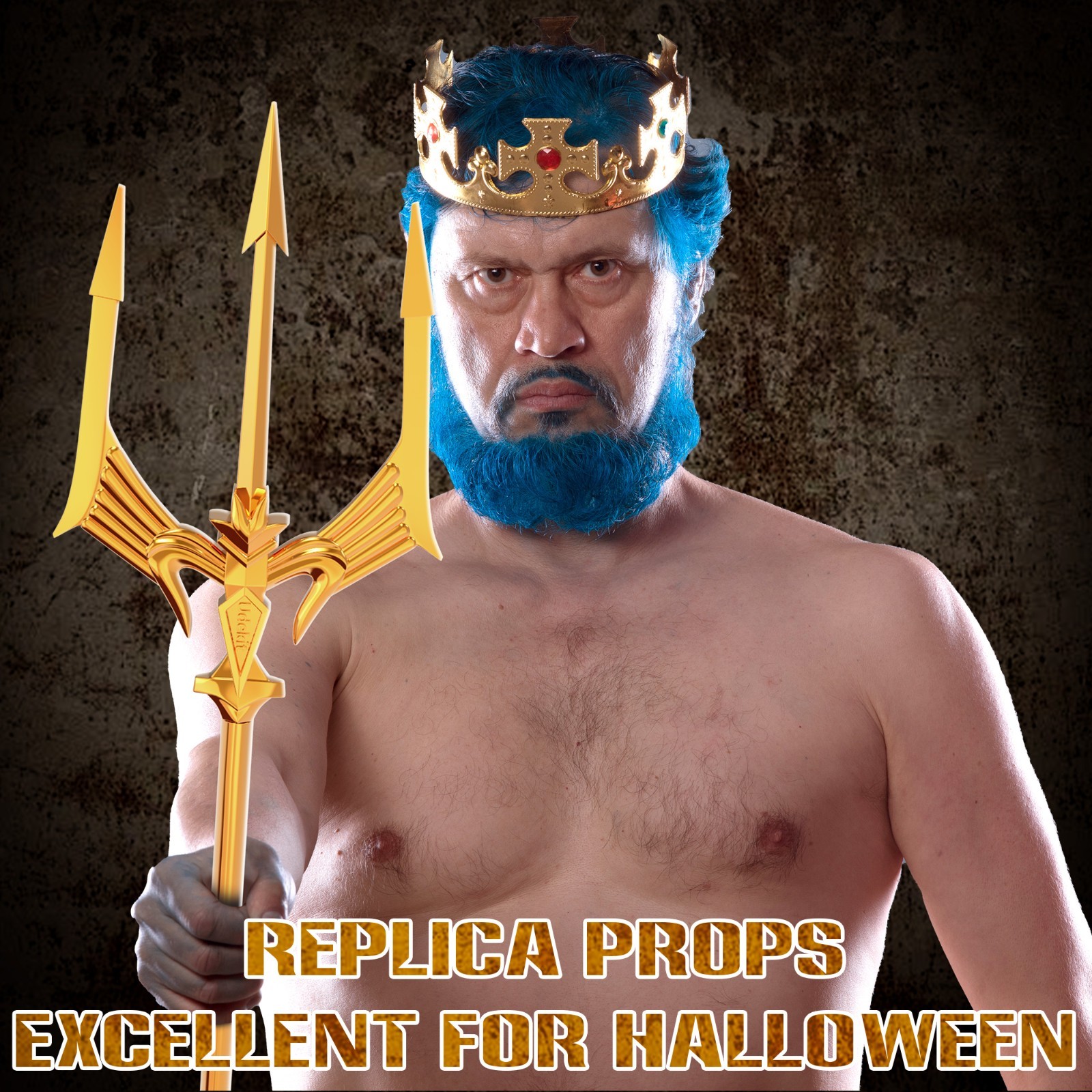 Heavy-Duty Metal Trident Spear for Adult Only, 3-Prong Alloy Cosplay Costume