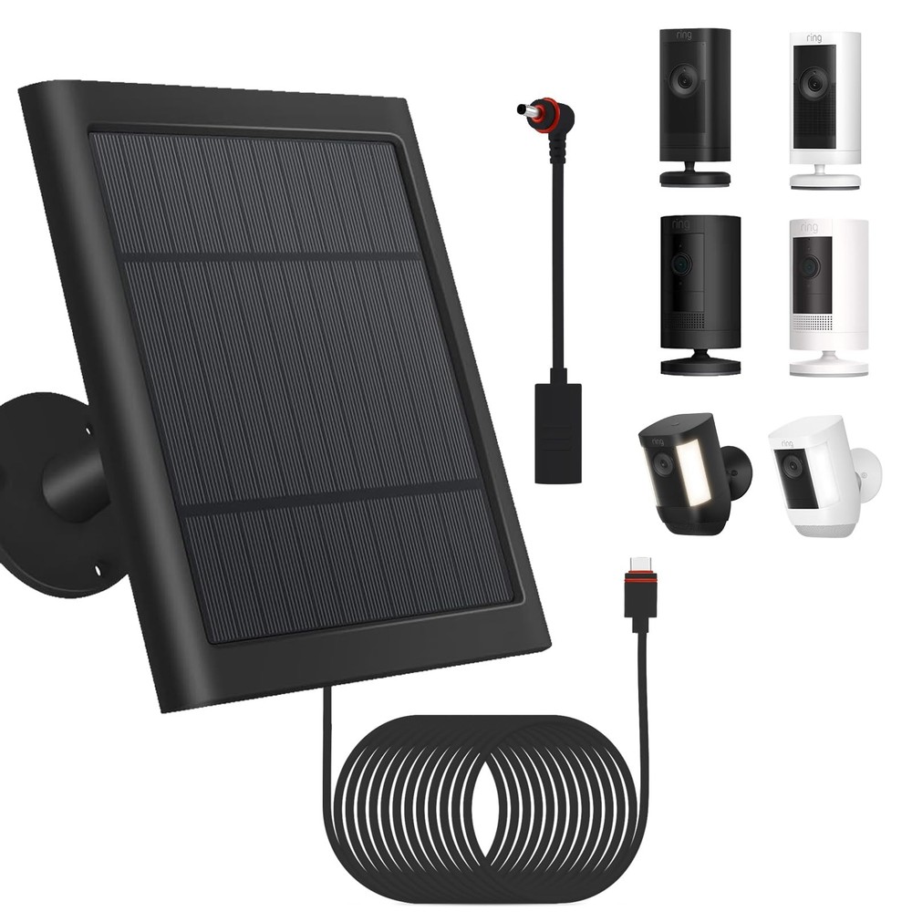 1 Pack - Solar Panel for Ring Security Camera Spotlight Cam Dark Black