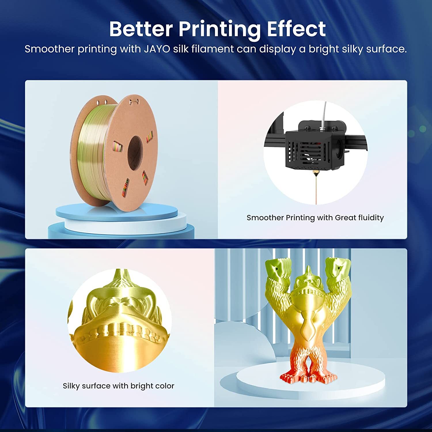 [BUY 6 PAY 4]JAYO 1.1KG PLA Meta PETG SILK PLA+ ABS 3D Printer Filament 1.75mm