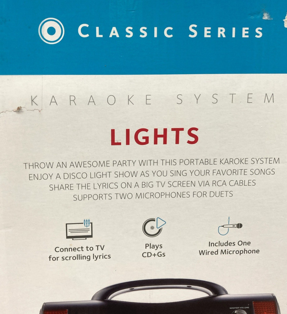 Singing Machine SML343BK Karaoke Machine CD+ Gs Wired Microphone/ New.