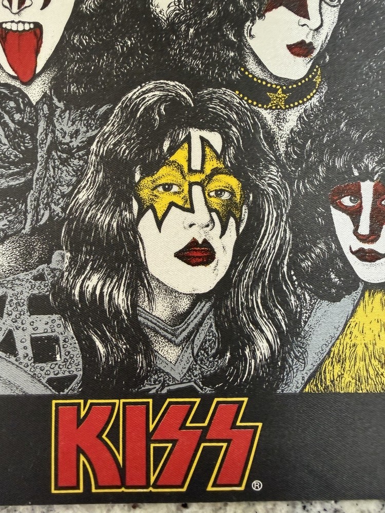 KISS 1982 ITALIAN GIANT UNMASKED STICKER ACE GENE PAUL ERIC AUCOIN VINTAGE RARE
