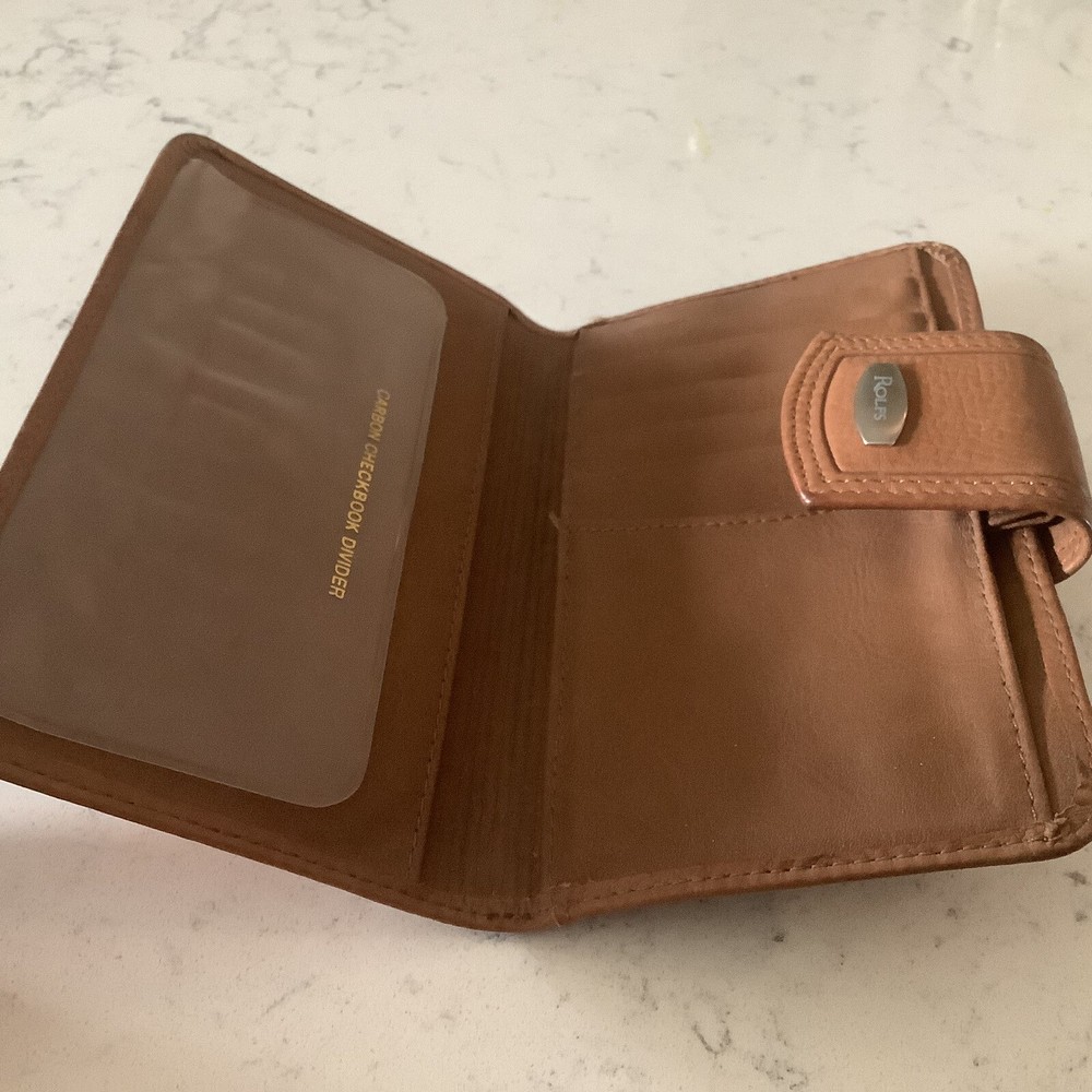 Rolfs Brown Leather Checkbook Wallet Bi-fold