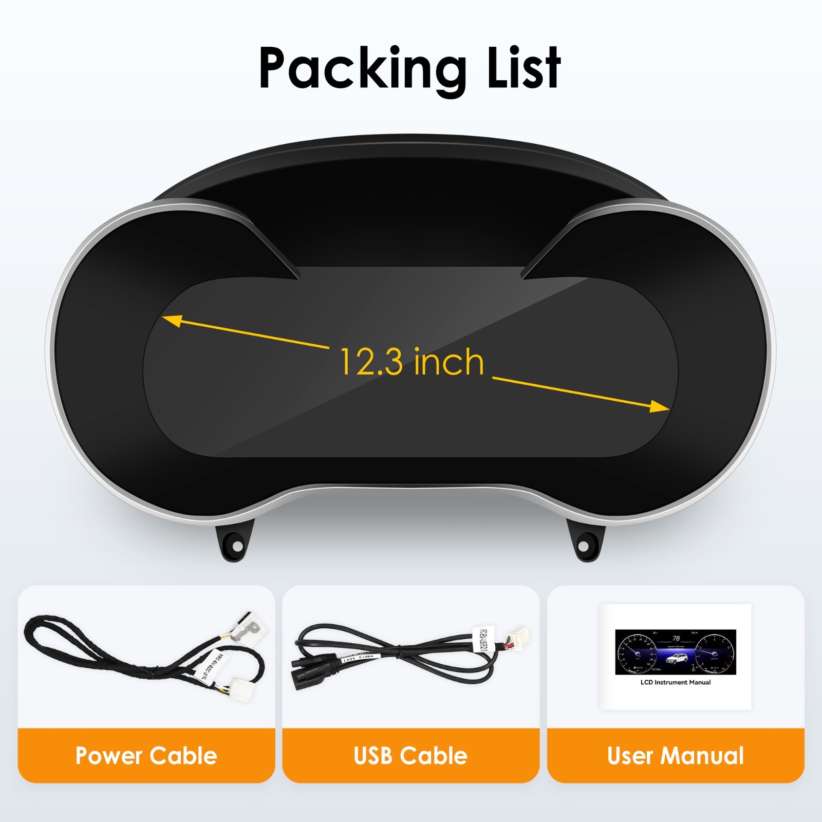 12.3" LCD Digital Instrument Cluster For W205 15-18 /GLC X253 2016-2019 US Stock