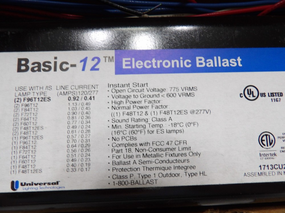 Universal Lighting Basic-12 Electronic Ballast B260IUNVHP