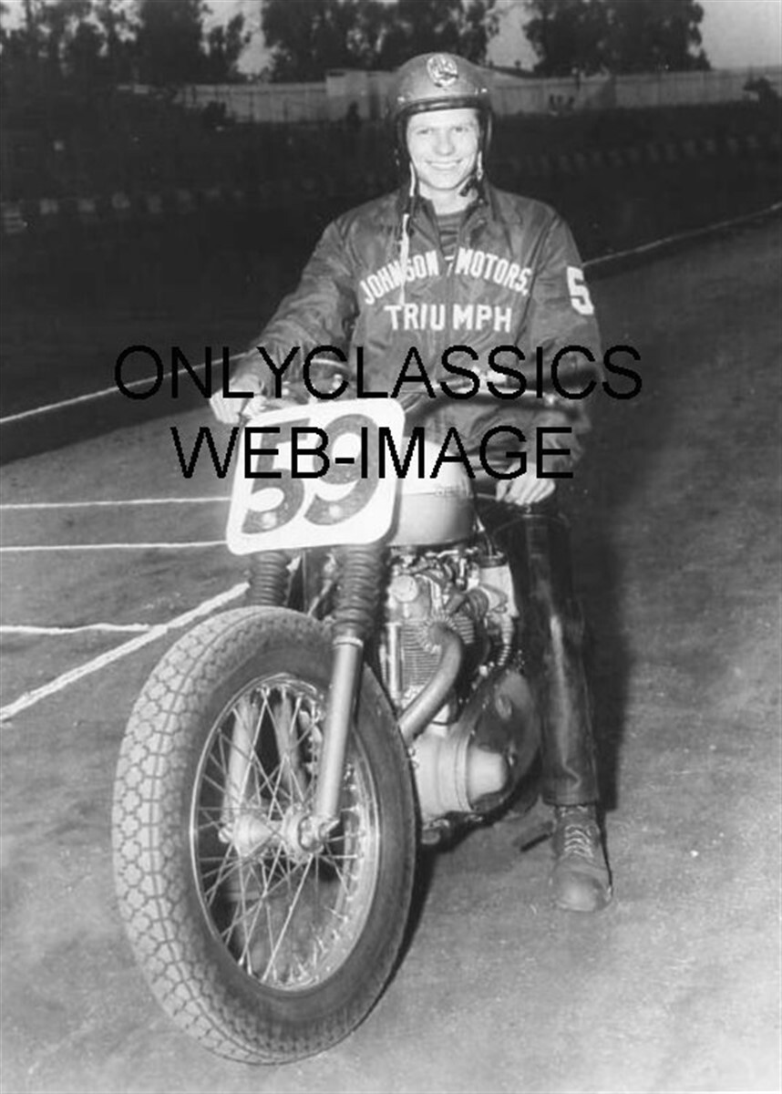 1960 SAMMY TANNER TRIUMPH DIRT BIKE FLAT TRACKER MOTORCYCLE RACING 5x7 PHOTO