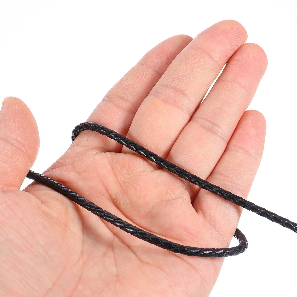 Faux Leather Braided Cord Leather String, 3mm x 5m, Black