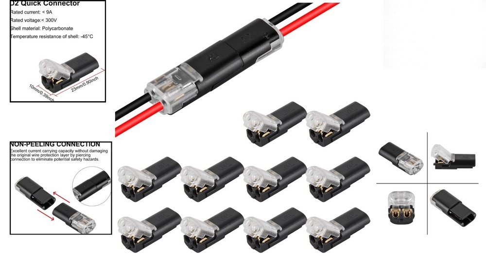 Reusable 2 Pin Low Voltage Wire Connectors - Fast and Safe Wiring Solution