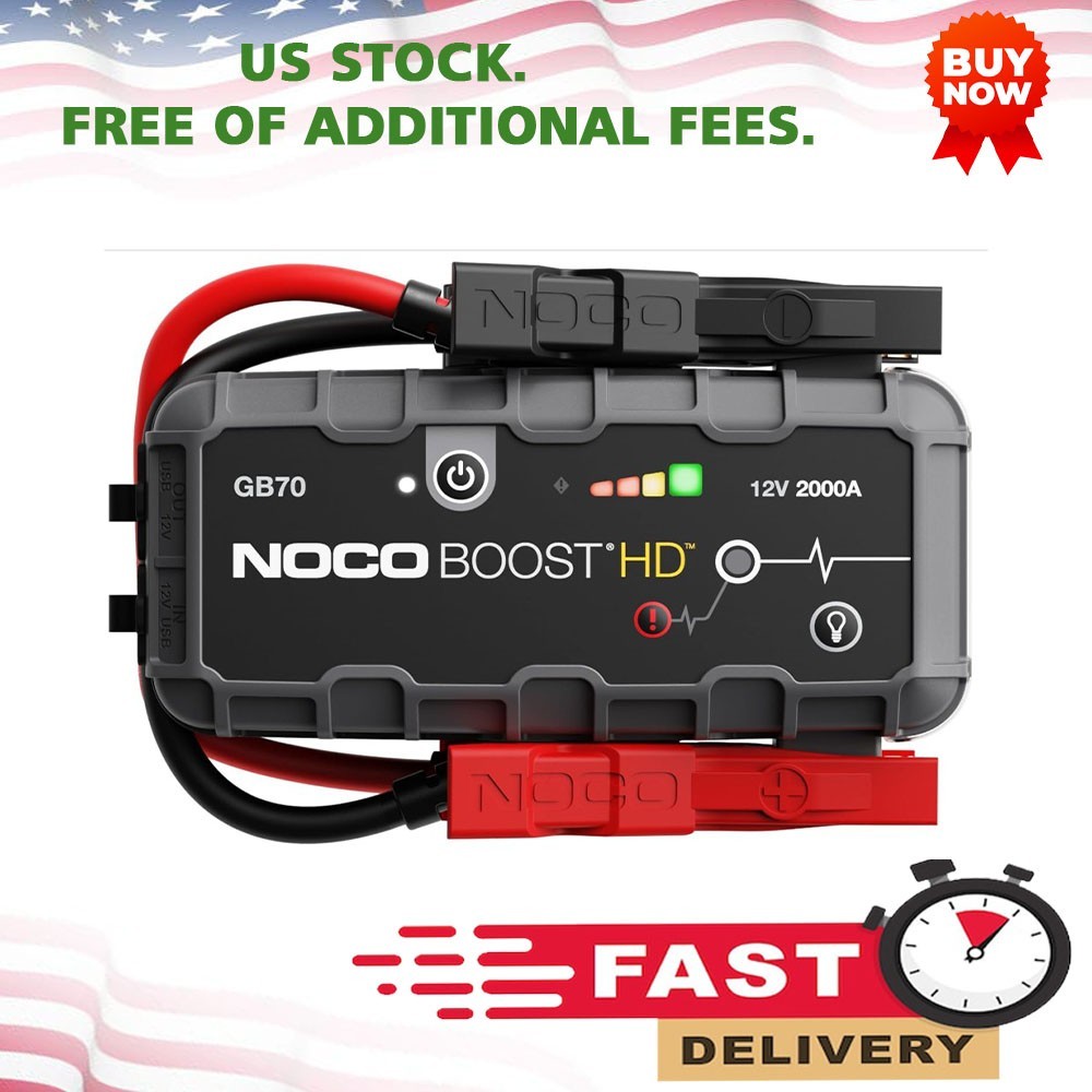 NOCO Boost GB70 2000A UltraSafe 12V Lithium Jump Starter 8.0L Gas 6.0L Diesel