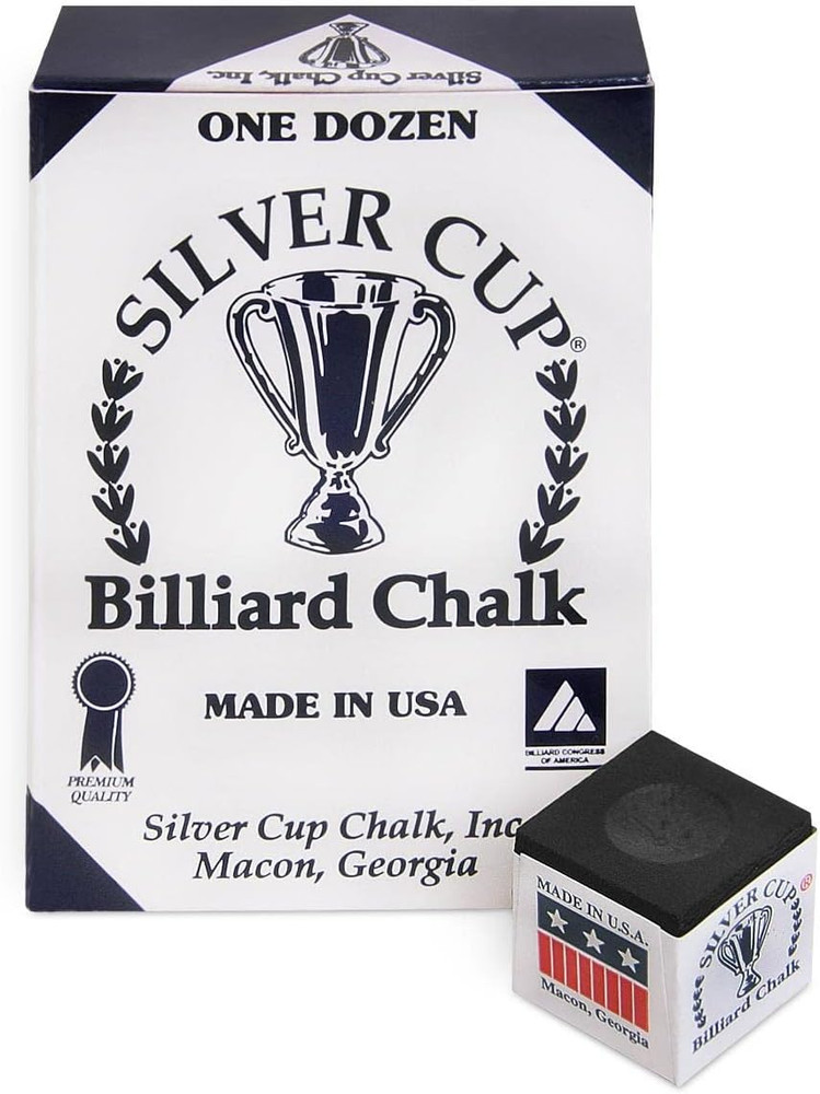 SILVER CUP Billiard CHALK - ONE DOZEN (Black)