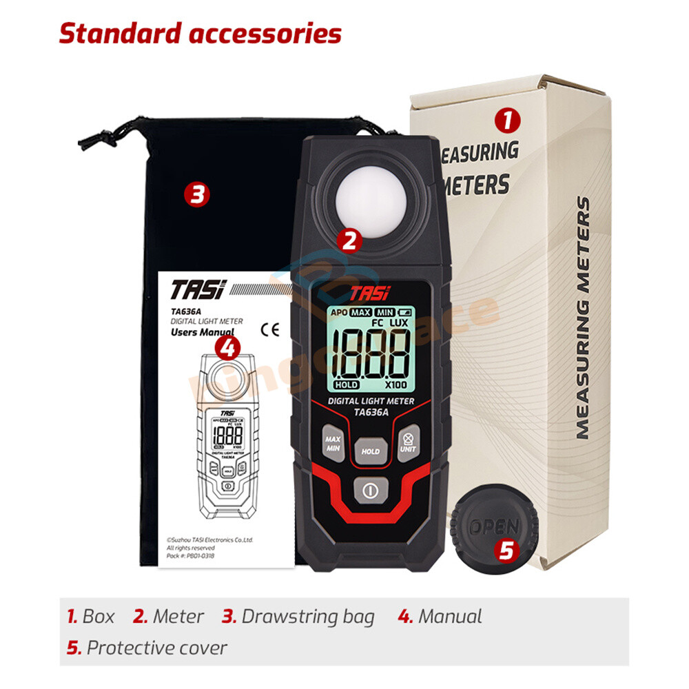 TA636A Digital Light Meter Illuminance Lux Meter Illuminometer Handheld Ambient