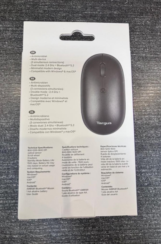 Targus Compact Multi-Device Bluetooth Antimicrobial Keyboard and Compact Mouse
