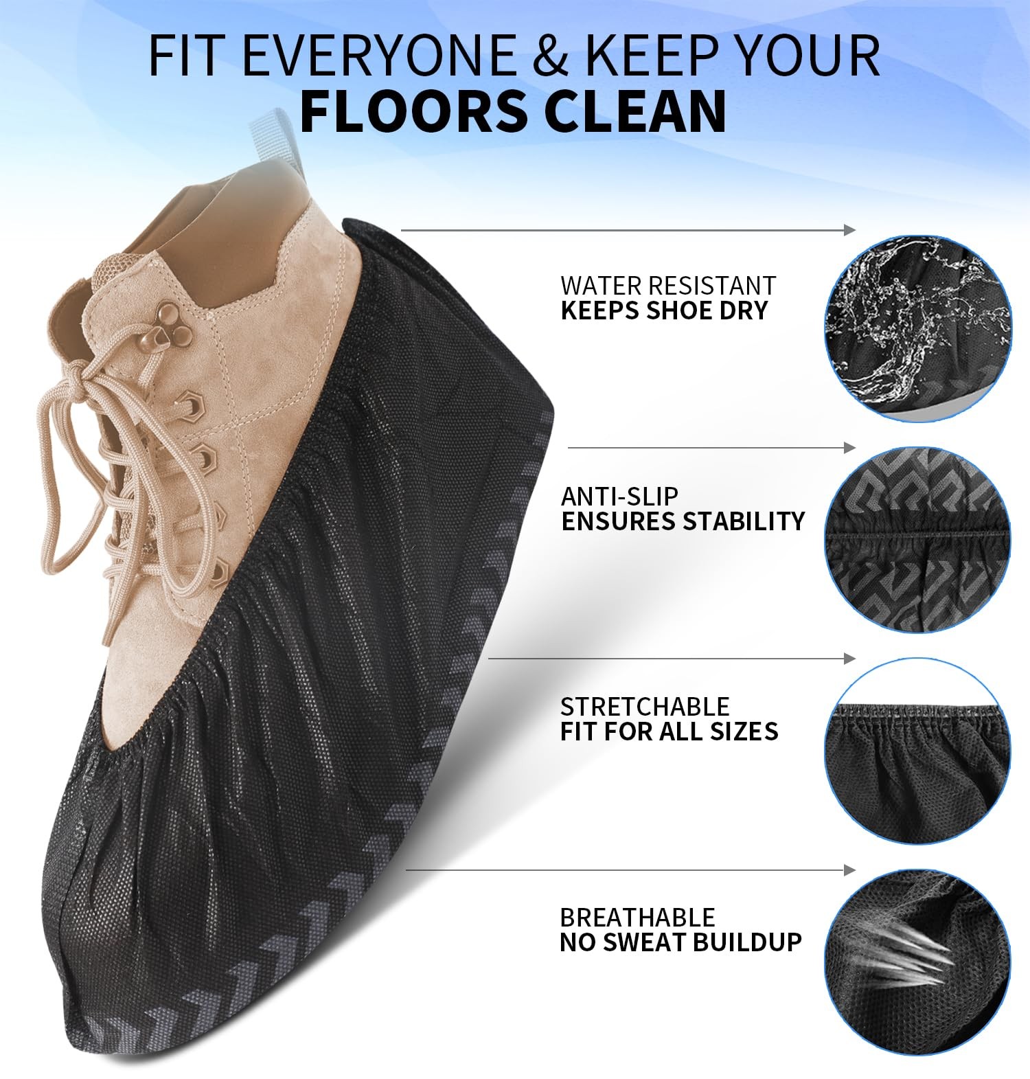 Shoe Covers Disposable Non Slip - 50 Pack (25 Pairs) X-Large Disposable Boot Cov