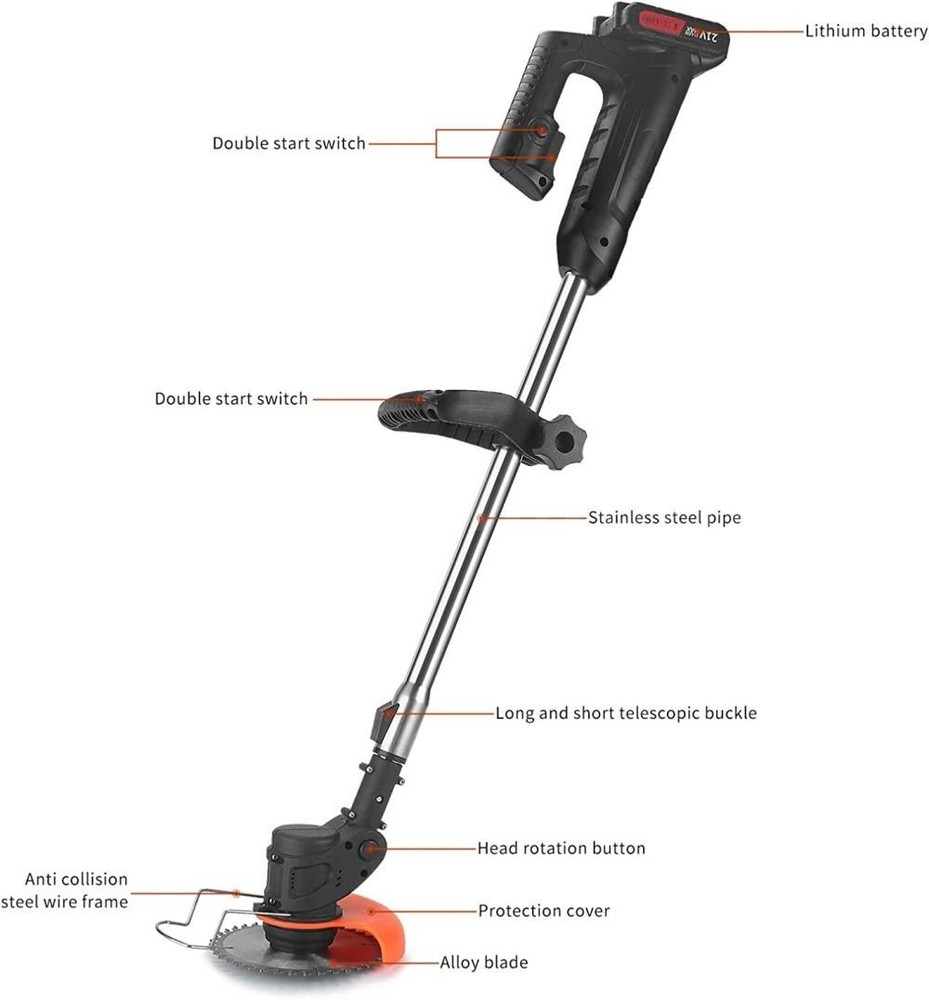 Wireless Cordless Grass String Trimmer Lawn Edger Weed Wacker Cutter + 2 Battery
