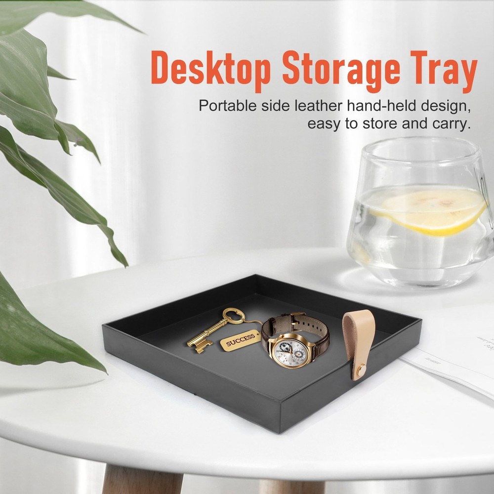 Square PU Leather Serving Tray Decorative Dish Sundries Desktop Storage1779