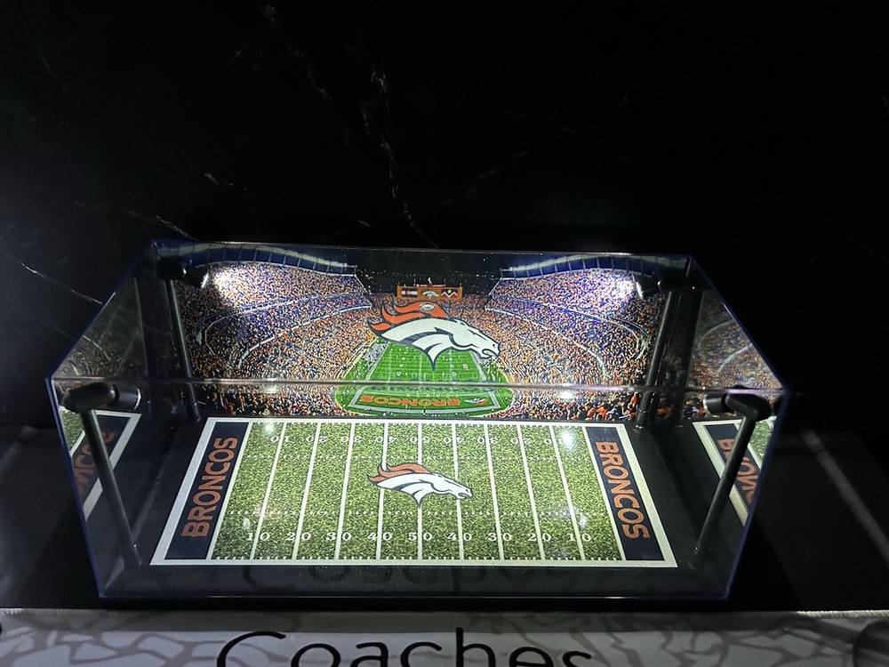 Denver Broncos Custom 2 Mini Helmet LED display case-