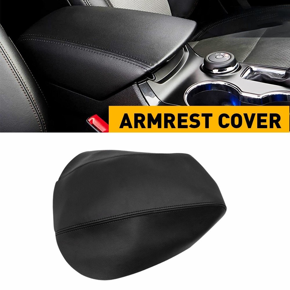 Fit 2011-2018 Explorer Ford Console Lid Armrest Cover Leather Replacement Black